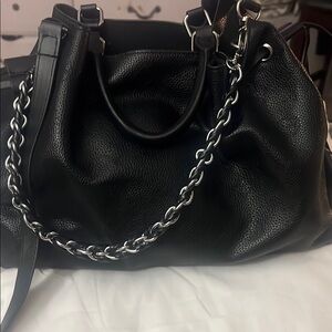 Elegant Black Leather LV Tote Bag